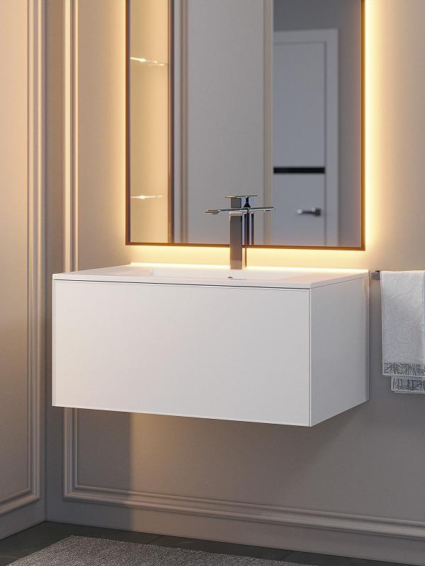 Тумба с раковиной для ванной Uperwood Parma Premium подвесная 75 см, белая 39330205463