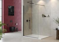 Душевая перегородка CEZARES LIBERTA-L-1-115-C-NERO прозрачное, профиль черный фото в интернет-магазине Русалия