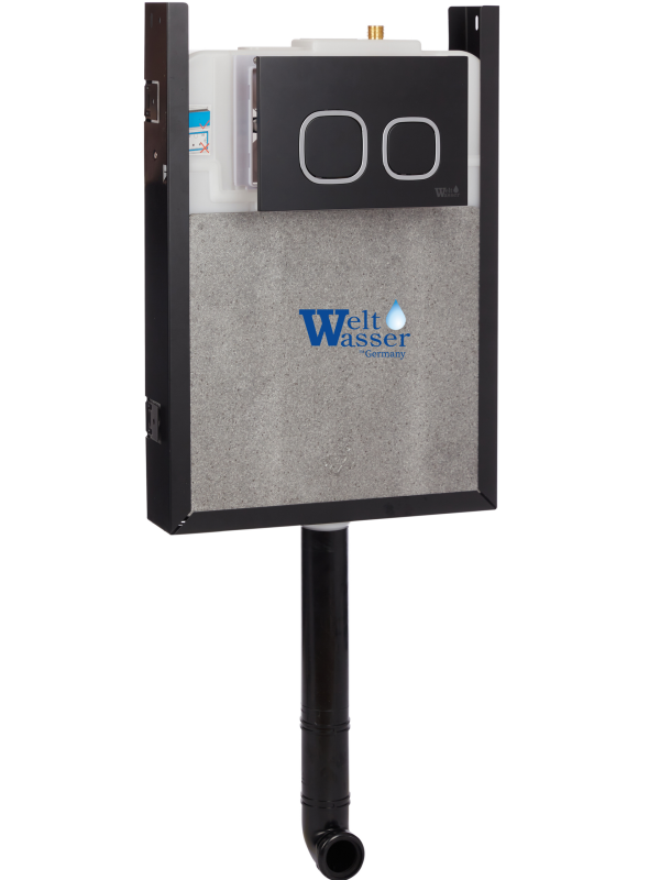 AMBERG 404 BL Инсталляция для напольного унитаза. Черная кнопка WeltWasser