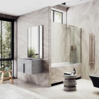 Неподвижная шторка для ванны в широком профиле 70 см, стекло матовое, профиль бронза MGV-93-2ш Maybah Glass фото в интернет-магазине Русалия