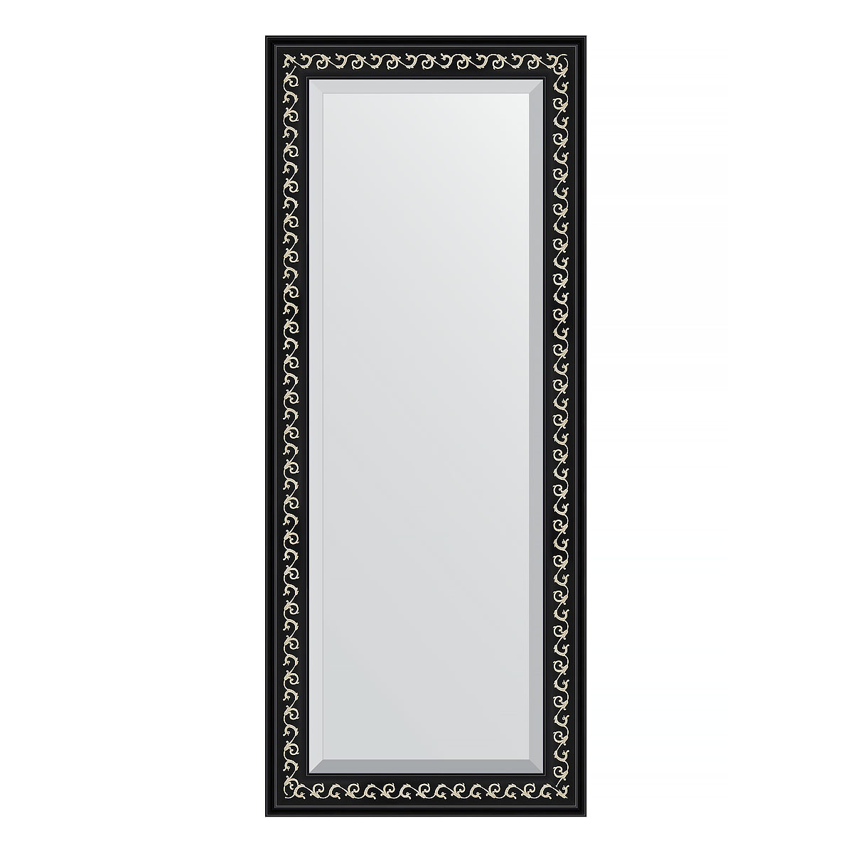 Зеркало настенное с фацетом EVOFORM в багетной раме чёрный ардеко, 60х145 см, BY 1165