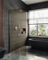 Душевая перегородка в широком профиле 1950*790 Стекло 8 мм Бронза, профиль хром MGD-696-4ш MaybahGlass фото в интернет-магазине Русалия