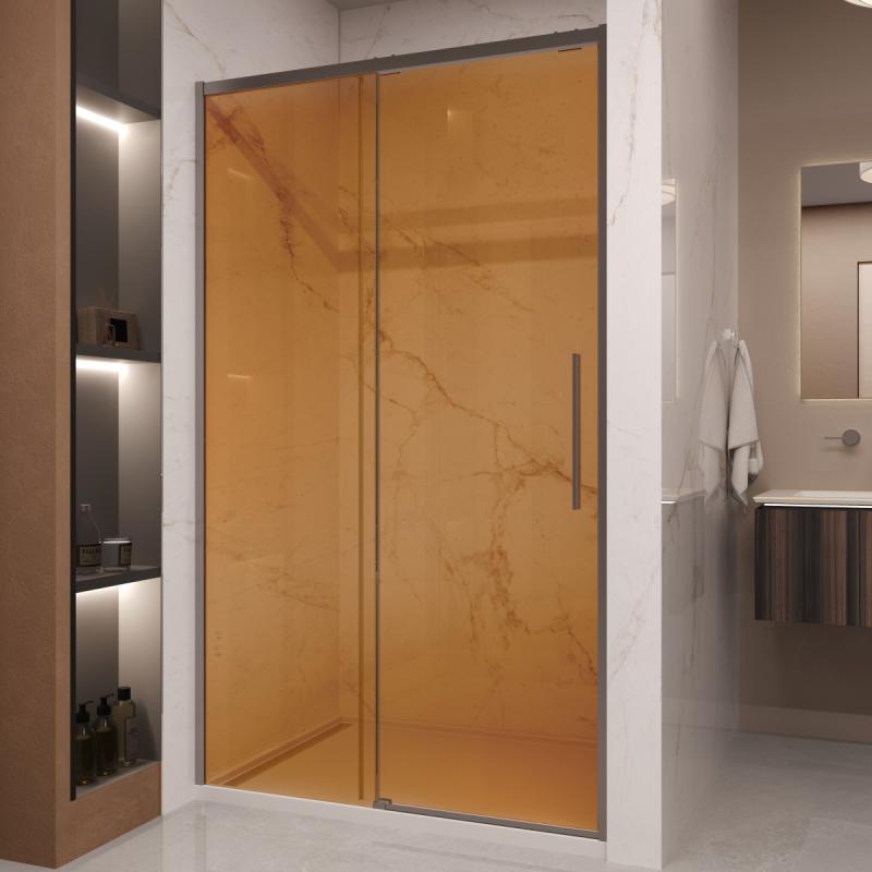 Душевая дверь Stella VDS-1ST120GSGM, 1200, вороненая сталь, стекло янтарь Vincea