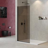 Душевая перегородка универсальная LIBERTA-L-1-TB-100-BR-NERO тонированное (бронза), профиль черный фото в интернет-магазине Русалия