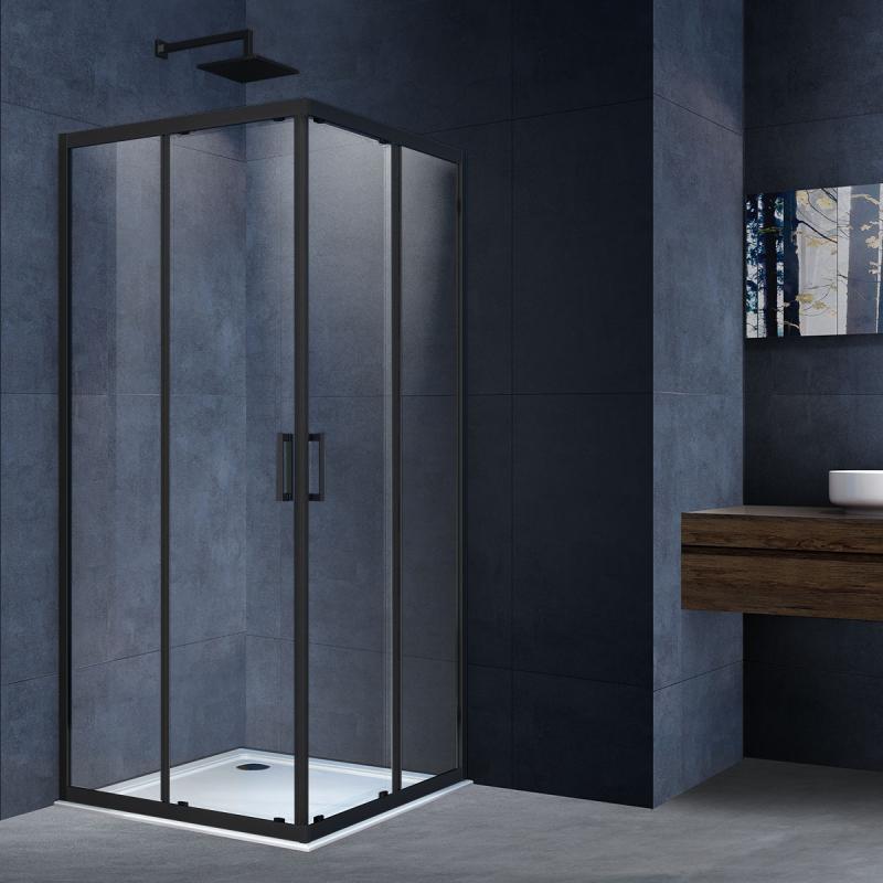 Душевой уголок Alpha VSS-3AL100CLB, 1000*1000, черный, стекло прозрачное Vincea