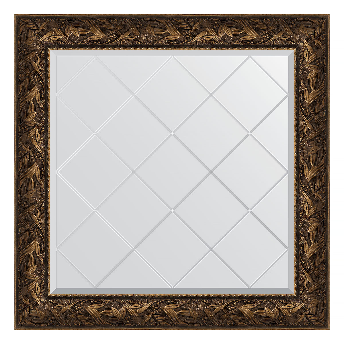 Зеркало настенное с гравировкой EVOFORM в багетной раме Византия бронза, 89х89 см, BY 4330