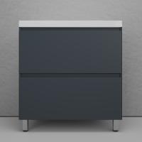 Тумба напольная "Манхэттен 80" ЭМАЛЬ под ASTI 80 2 ящика PLUS графит + Умывальник ASTI 800x450 Style Line фото в интернет-магазине Русалия