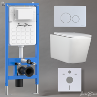 Комплект 3 в 1 инсталляция, унитаз торнадо безободковый белый TOLEDO ALTO (IB.TLA.234.1B1), клавиша смыва белый матовый, нержавеющая сталь  INOX-O (IB.B081.001.000), IBERICA BLANCA фото в интернет-магазине Русалия