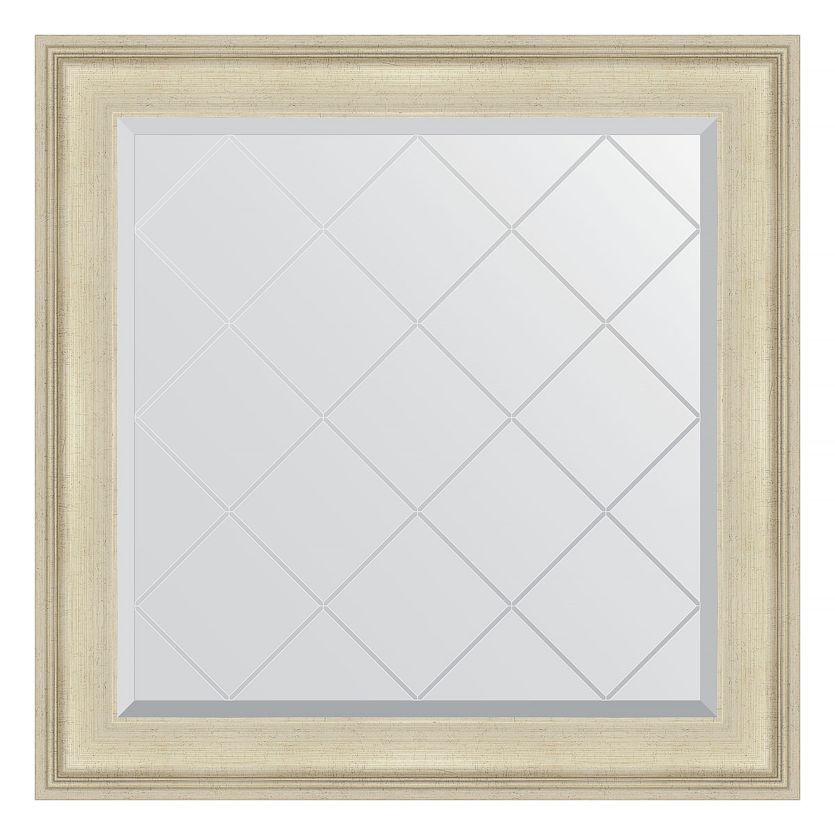 Зеркало настенное с гравировкой EVOFORM в багетной раме травленое серебро, 88х88 см, BY 4327