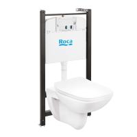ПЭК Roca Debba 893104970 подвесная чаша Rimless + инсталляция + Slim сиденье дюропласт, без панели смыва фото в интернет-магазине Русалия