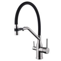 Смеситель для кухни FASHUN с магнитным креплением излива, сатин/черный (A4463-N) фото в интернет-магазине Русалия