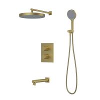 Душевая система IDDIS Duna с тропическим, ручным душем и изливом, термостат, матовое золото (DUNMGSTi68) фото в интернет-магазине Русалия