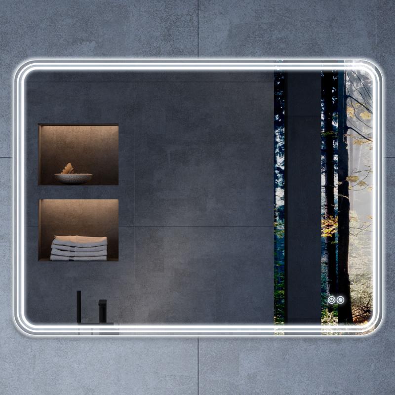 Зеркало LED VLM-3MA100-2 1000х800 c сенсорным выключателем и диммером, антизапотевание Vincea