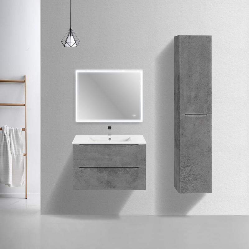 База под керамическую раковину Mia Slim 800 подвесная, 2 выкатных ящика soft close, Beton Vincea