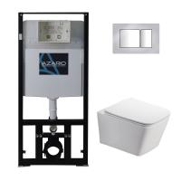 Сет AZARIO инсталляция с панелью смыва + унитаз Nova с сиденьем микролифт+клавиша-0031, хром глянцевый (AZ-8010-1000+AZ-8200-0031+AZ-2216 SP) фото в интернет-магазине Русалия