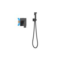 Набор с гигиеническим душем (смеситель + гигиеническая лейка + шланг + шланговое подсоединение с держателем) AQUATEK, матовый черный AQ1419MB ЛИРА фото в интернет-магазине Русалия