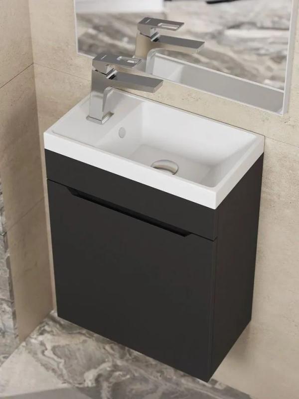 Тумба с раковиной Uperwood Tanos 40 см, подвесная, матовая, черная KTanos40B