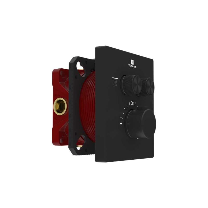 Встраиваемый смеситель для душа VSCV-321T-MMB двухфункциональный, термостатический, черный Vincea