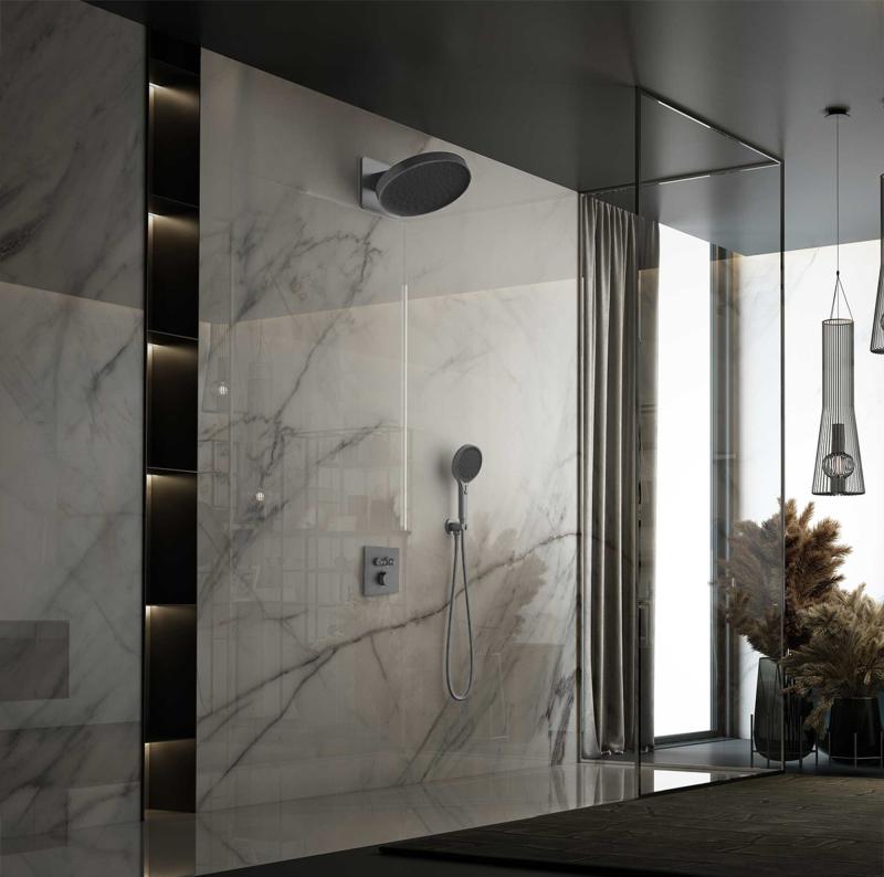 Душевой комплект Inspire VSFW-3I21MT3GM встраиваемый, термостат, двухрежимный, вороненая сталь Vincea