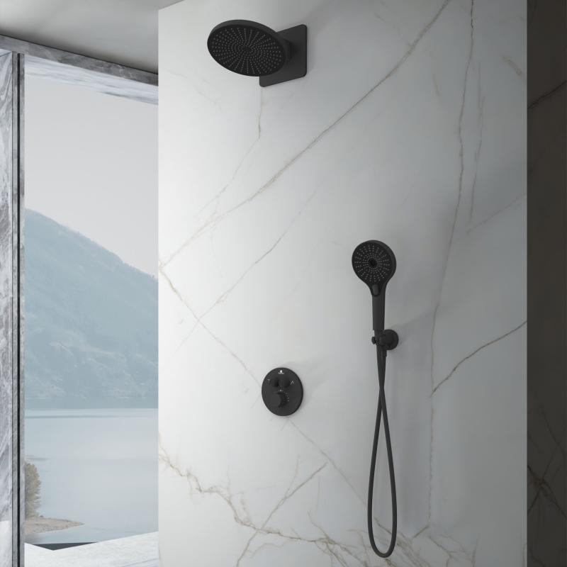 Душевой комплект Inspire VSFW-3I22MT5MB встраиваемый, термостат, двухрежимный, черный Vincea
