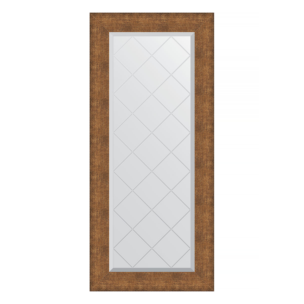 Зеркало настенное с гравировкой EVOFORM в багетной раме медная кольчуга, 57х127 см, BY 4554