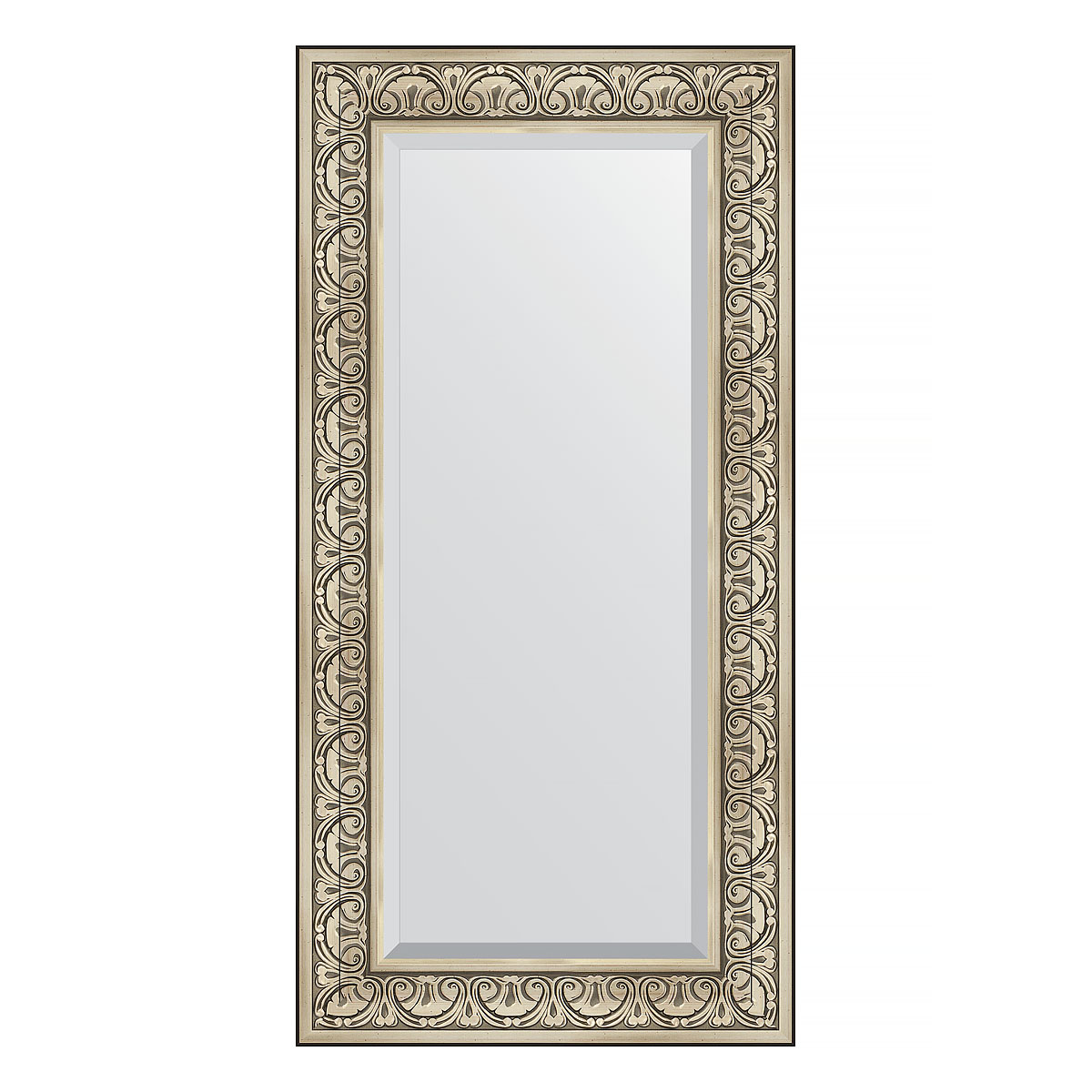 Зеркало настенное с фацетом EVOFORM в багетной раме барокко серебро, 60х120 см, BY 3502