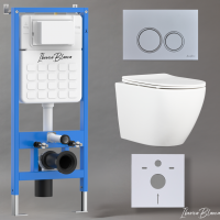 Комплект 3 в 1 инсталляция, унитаз торнадо безободковый белый BILBAO ALTO (IB.BLA.234.1B1), клавиша смыва хром матовый, пластик  ESTI-O (IB.B082.004.000), IBERICA BLANCA фото в интернет-магазине Русалия