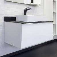 Тумба-умывальник Comforty Милан-90 белая со столешницей Калакатта Блэк с раковиной Comforty 78189 фото в интернет-магазине Русалия