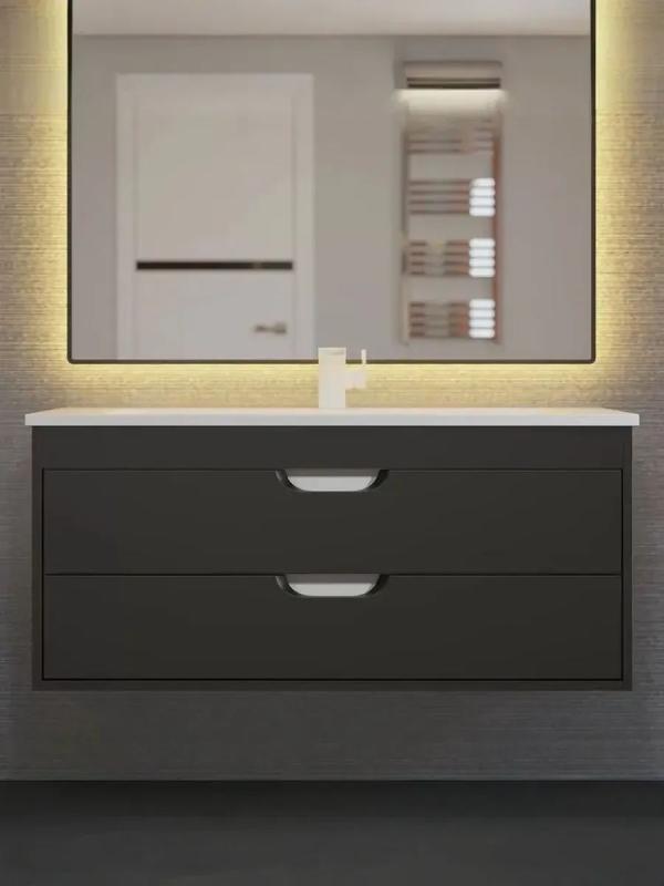 Тумба с раковиной для ванной Uperwood Modul 100 см, подвесная, матовая, черная 393020553