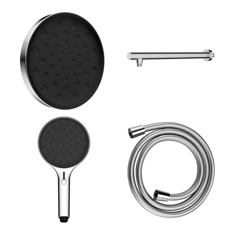 Комплект Inspire VSHH-3I2AHCH, верхний душ с держателем, ручной душ с шлангом, хром Vincea