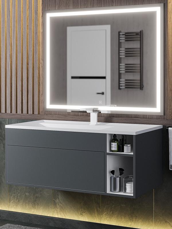 Тумба с раковиной для ванной Uperwood Lotus Premium подвесная, 100 см, серая 39340207465