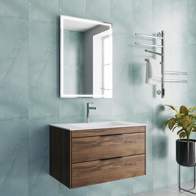 База под раковину Chiara 2D 800 подвесная, 2 выкатных ящика soft-close, С.Oak Vincea