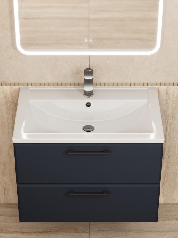 Тумба с раковиной для ванной Uperwood Foster New 70 см, подвесная, черная KFosterNEW70b