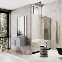 Неподвижная шторка для ванны в широком профиле 70 см, стекло бронза матовая, профиль бронза MGV-75-2ш Maybah Glass фото в интернет-магазине Русалия