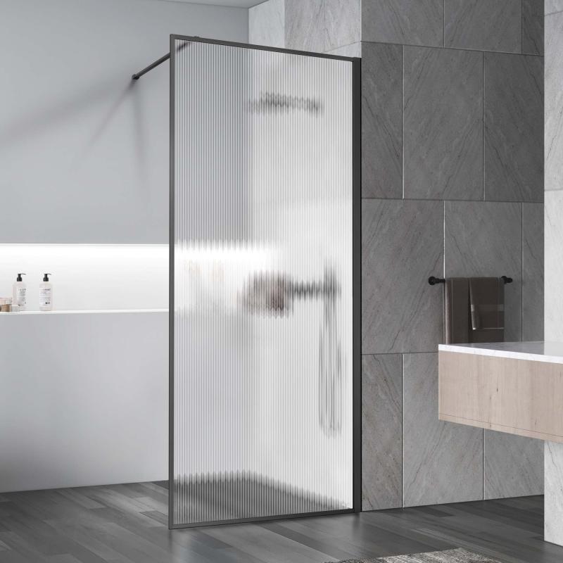 Душевая перегородка Walk-In VSW-1HP800FLGM, 800*2000, вороненая сталь, стекло рифленое Vincea
