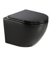 Унитаз подвесной безободковый черный матовый AZ-0046-MB Grado с сиденьем микролифт Azario фото в интернет-магазине Русалия