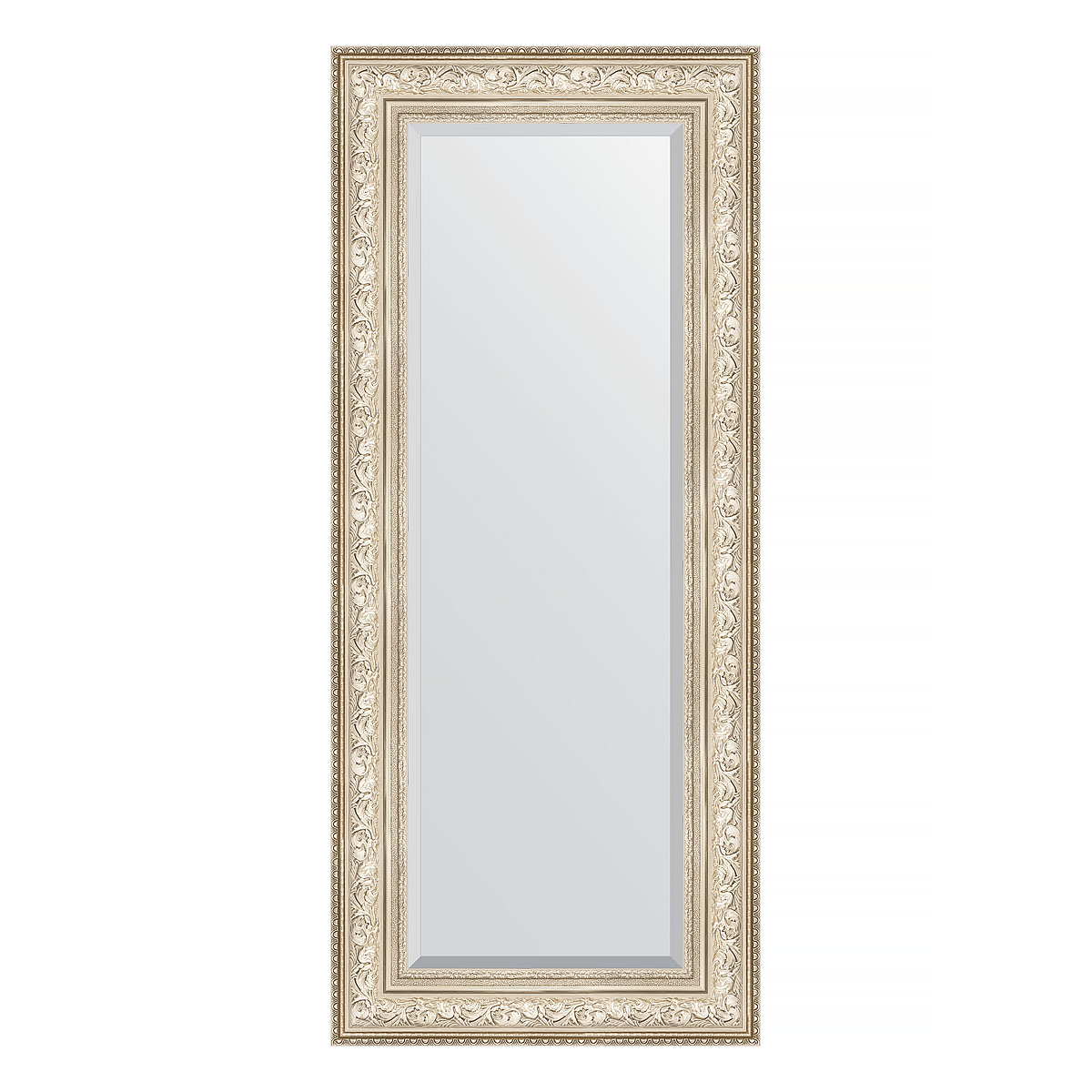 Зеркало настенное с фацетом EVOFORM в багетной раме виньетка серебро, 60х140 см, BY 3530