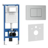 Комплект 2 в 1 инсталляция + клавиша смыва хром матовый, нержавеющая сталь INOX-C (IB.B011.003.002) IBERICA BLANCA фото в интернет-магазине Русалия