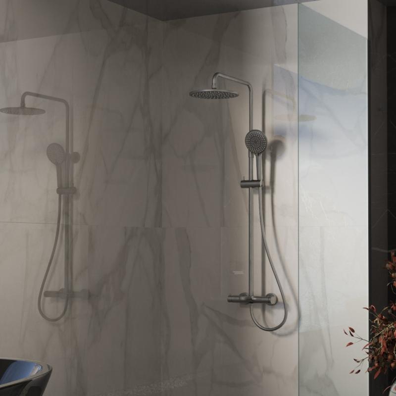 Душевая стойка Rondo VSFS-1R1GM с изливом, вороненая сталь Vincea