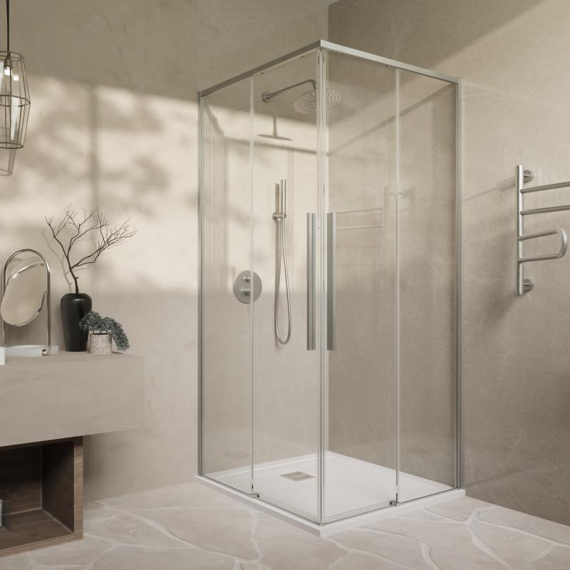 Душевой уголок Slim-N VSS-4SN8010CLBN, 1000*800, брашированный никель, стекло прозрачное Vincea
