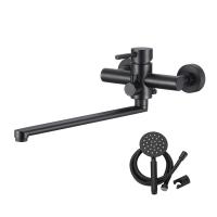 Смеситель OLIVE'S для ванны с длинным изливом нержавеющая сталь черный BALEAR (13221BLB) фото в интернет-магазине Русалия