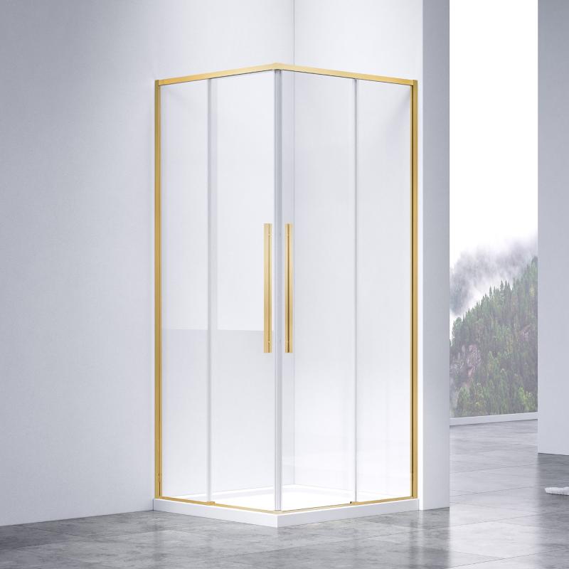 Душевой уголок Slim-N VSS-4SN9010CLG, 1000*900, брашированное золото, стекло прозрачное Vincea