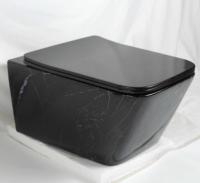 Унитаз Ceramalux подвесной 2215BW черный мрамор фото в интернет-магазине Русалия