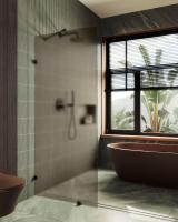 Душевая перегородка коннектор стена-стекло 1950*790 8 мм Бронза матовая MGD-265-6 Maybah Glass фото в интернет-магазине Русалия