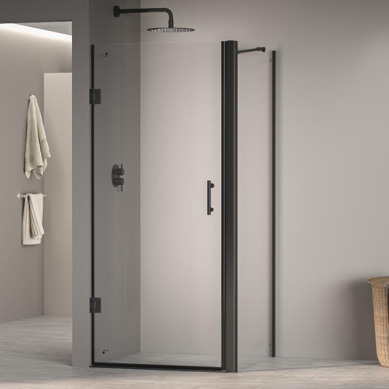 Душевой уголок RGW PA-36B (PA-06B + Z-050-2B + держатель O-204B) 800×900, профиль черный, стекло прозрачное