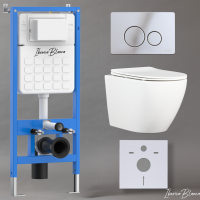 Комплект 3 в 1 инсталляция, унитаз торнадо безободковый белый BILBAO ALTO (IB.BLA.234.1B1), клавиша смыва хром глянцевый, нержавеющая сталь  INOX-O (IB.B081.003.001), IBERICA BLANCA фото в интернет-магазине Русалия