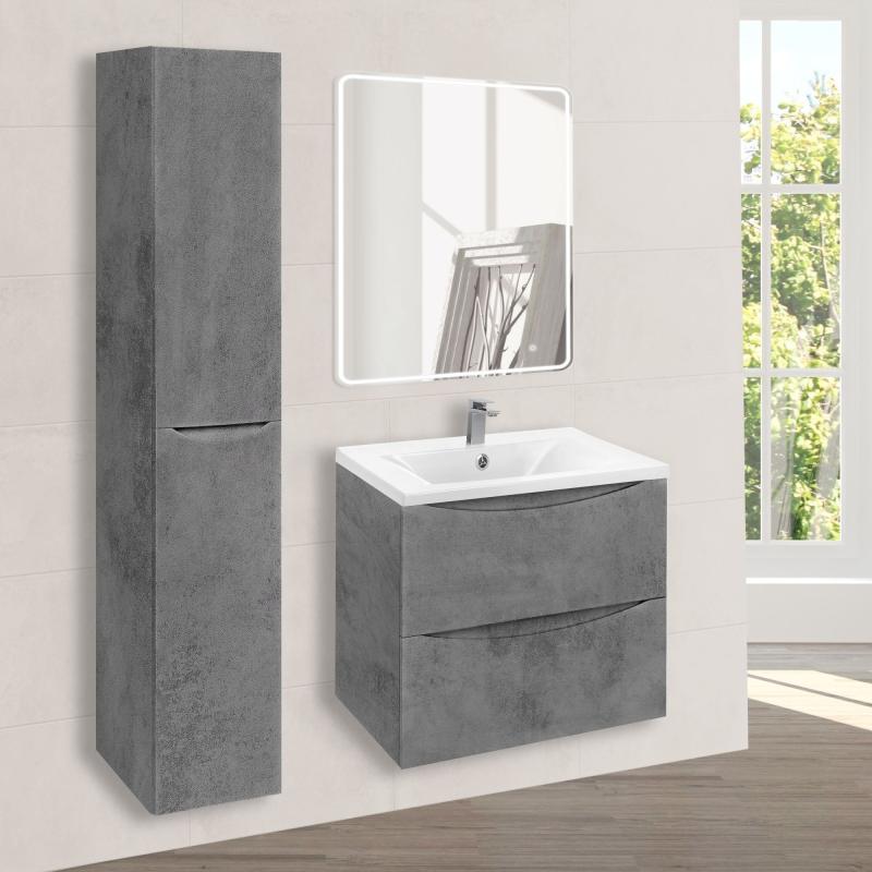 База под раковину Mia 600 подвесная, 2 выкатных ящика soft close, Beton Vincea