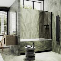 Шторка поворотная на монопетле 1400*600 6 мм Бронза, с полотенцедержателем MGV-777-6 Maybah Glass фото в интернет-магазине Русалия