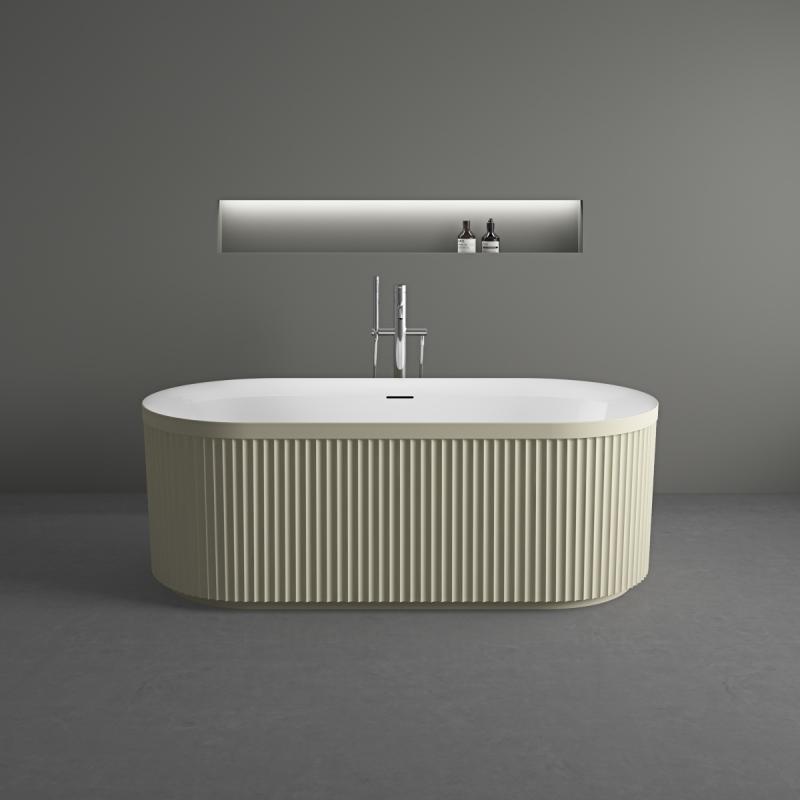 Ванна акриловая Vincea VBT-709-1700MG, 1700*800*585, цвет матовый бежевый/белый, щелевой перелив, слив белый