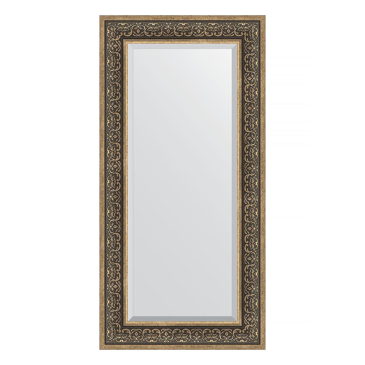 Зеркало настенное с фацетом EVOFORM в багетной раме вензель серебряный, 59х119 см, BY 3501